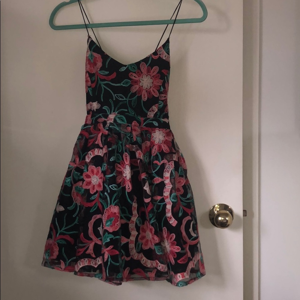 Short Floral Semi-Backless Party Dress